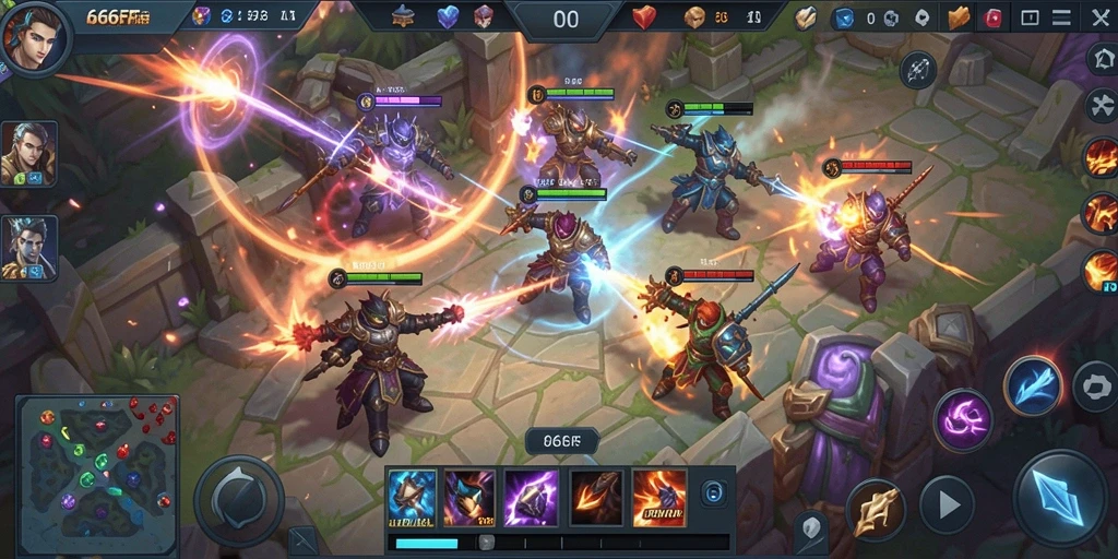 Screenshot dari gameplay MOBA yang seru dan strategis di 666FF.