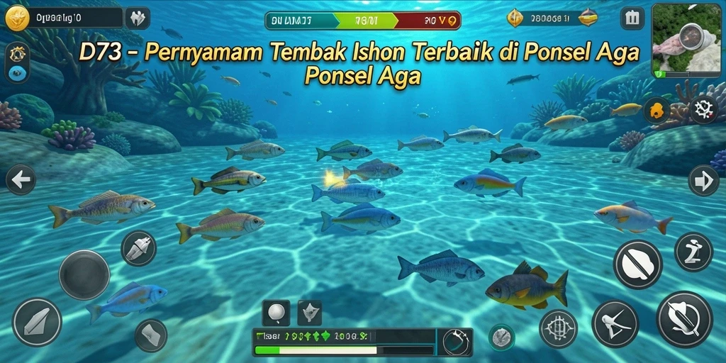 Screenshot D73 menampilkan aksi menembak ikan yang seru dan menarik.