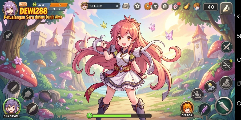 Tampilan gameplay seru dalam DEWI288 dengan karakter anime.