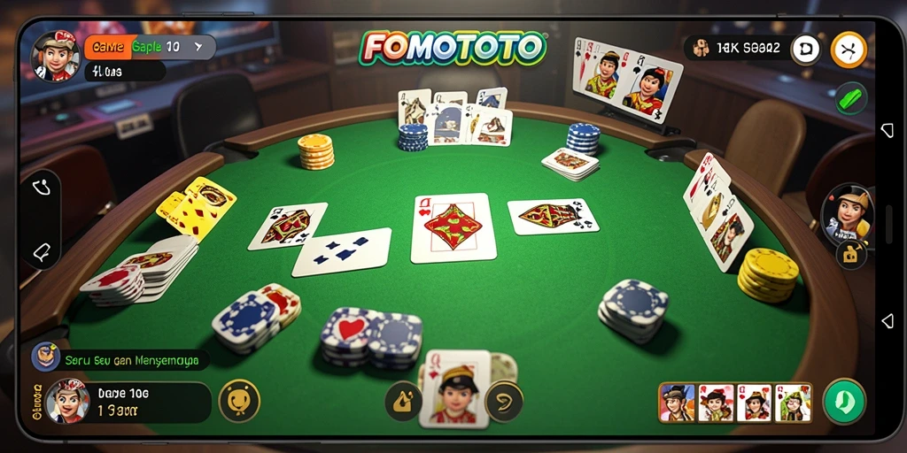 Tampilan gameplay seru FOMOTOTO dalam permainan Gaple.