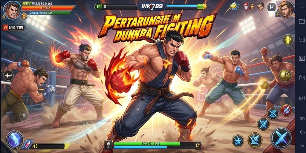Tampilan gameplay pertarungan seru di INK789 dengan kombinasi serangan.