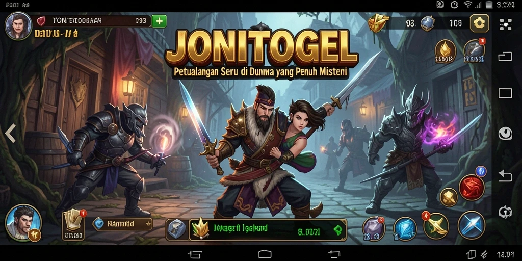 Tampilan gameplay JONITOGEL di dunia petualangan yang luas.