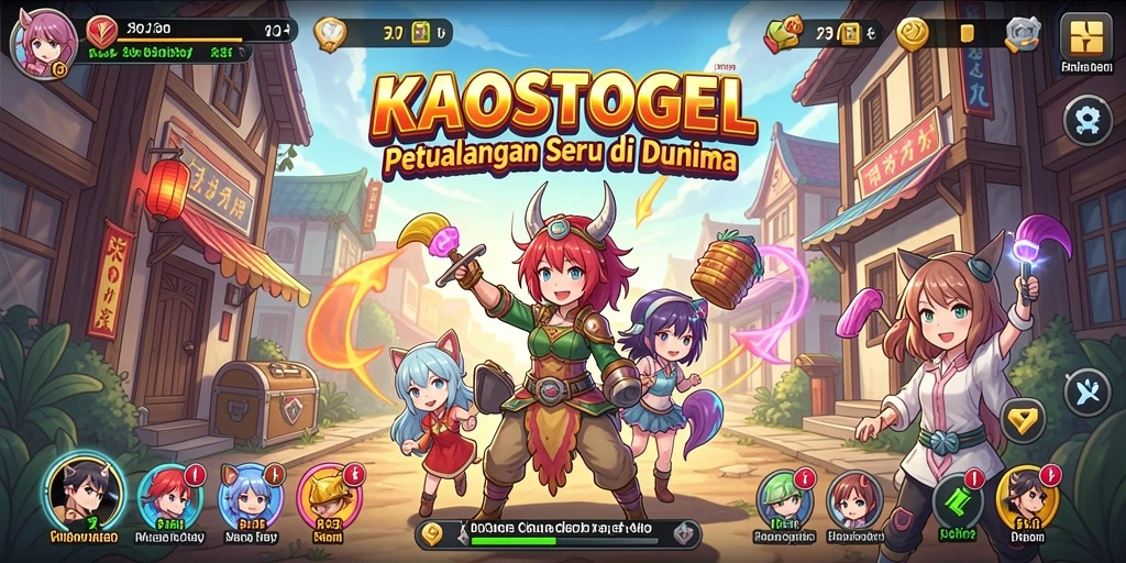 Screenshot utama KAOSTOGEL yang menampilkan aksi seru di dunia anime.