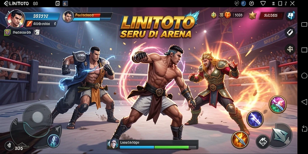 Tampilan gameplay seru di arena pertarungan LINITOTO.