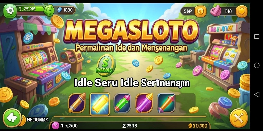 Screenshot menggambarkan momen seru dalam gameplay Idle MEGASLOTO.