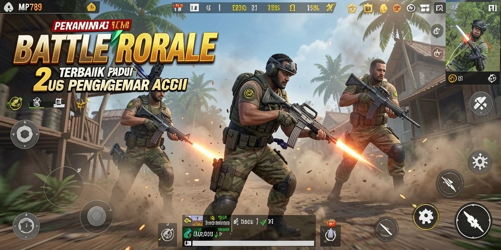 Screenshot gameplay MVP789 menampilkan aksi mendebarkan dalam pertempuran Battle Royale.