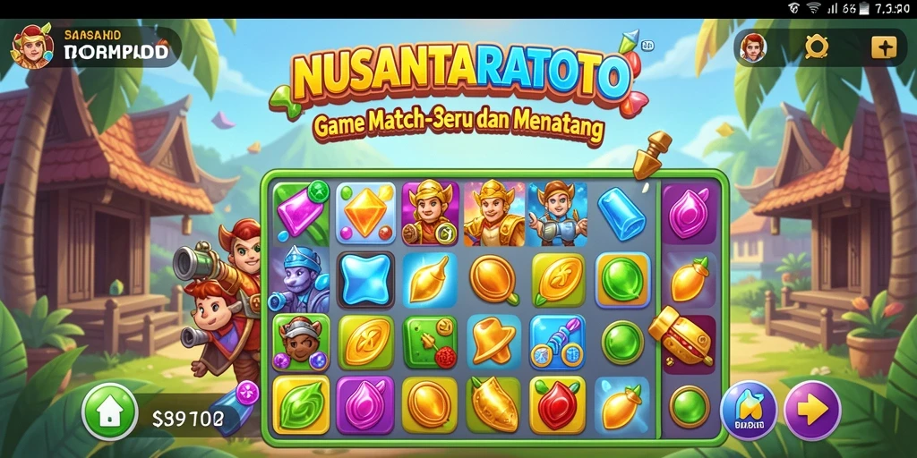 Tampilan gameplay seru NUSANTARATOTO dalam aksi Match-3.