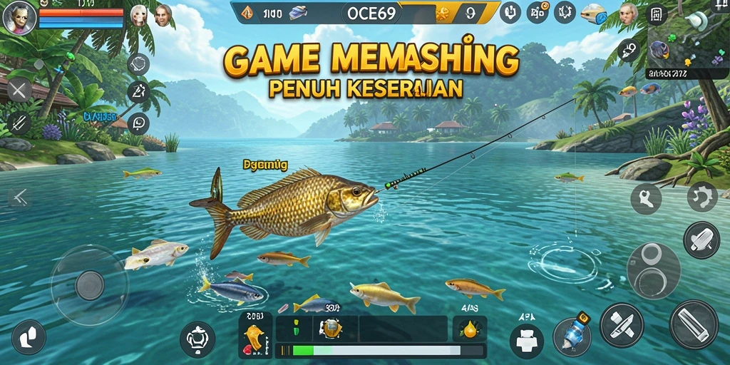Tampilan gameplay OCE69 yang mendebarkan saat memancing.
