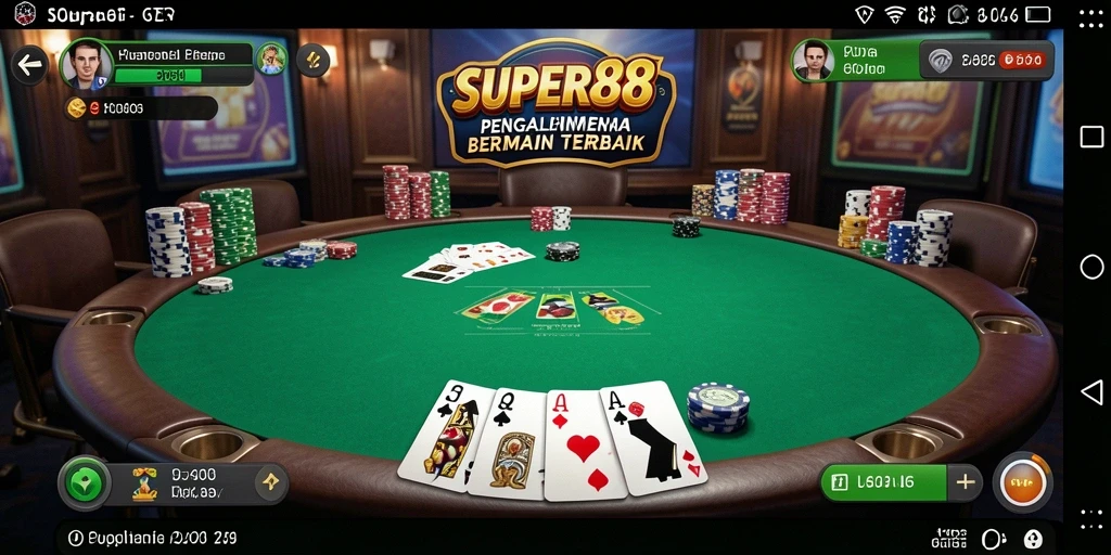 Gameplay menarik SUPER88 menampilkan momen seru dan strategis di meja poker.